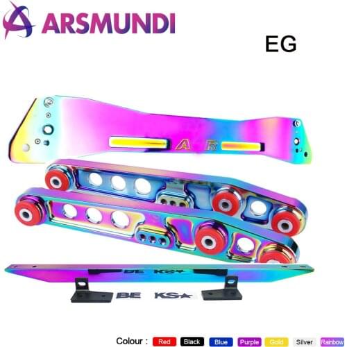 Jdm Neochrome Rear Subframe Brace+Tie Bar+Lower Control Arm For Honda Civic EG 92-95