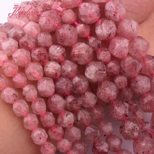 6/8/10mm Faceted Strawberry Quartz Bead Natural Stone Beads For DIY Necklace Bracelats Earrings Jewelry Making 15" Free Shipping