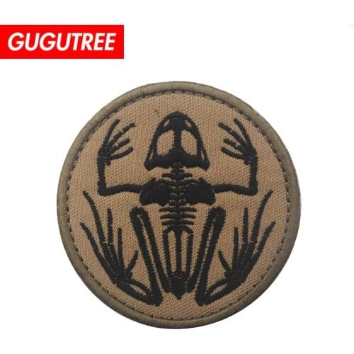 GUGUTREE embroidery HOOK&LOOP frog patches skeleton patches badges applique patches for clothing AD-229