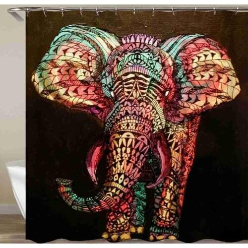 Artistic Abstraction Elephant Shower Curtain Water Bubbles Bathroom Curtain Waterproof Fabric With Hook 72x72 Inch