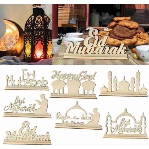Eid Mubarak Muslim Ramadan Decor Pendant Portable DIY Wooden Hanging Ornament Happy Aid Islamic Muslim Home Party Decor