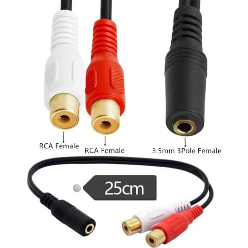 ERE 3.5mm Female to Dual RCA Female Phono Stereo Splitter Cable 3.5 Jack Socket to 2RCA Audio Adapter Extender Cord