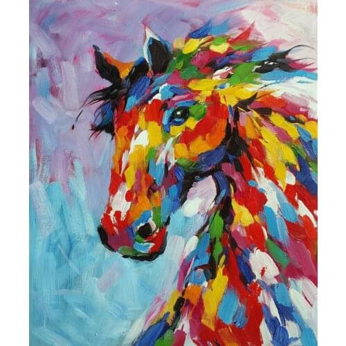 Knife Oil Painting Horse On Canvas Abstract Living Room Wall Art Decor Handmade Abstract Knife Painting Horse Oil Paintings