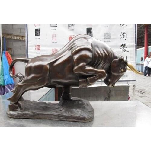 Chinese Pure Copper Feng shui Wall Street Wealth King Need Bull OX