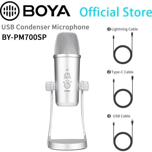 BOYA BY-PM700SP Condenser USB Microphone with Flexible Polar Pattern for Windows and Mac Computer Recording Interview Conference
