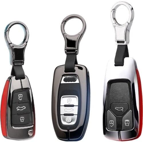 Alloy Leather Car Key Shell Cover For Audi A3 A4 A5 A6 A8 C5 C6 C8 8P B6 B7 B8 B9 D5 RS3 Q3 Q5 Q7 TT 8L 8V S3 S4 S5 S6 S7 S8