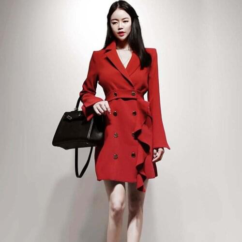 Fashion women new arrival ruffles comfortable formal dress temperament fresh simple party work style thick warm pencil dress