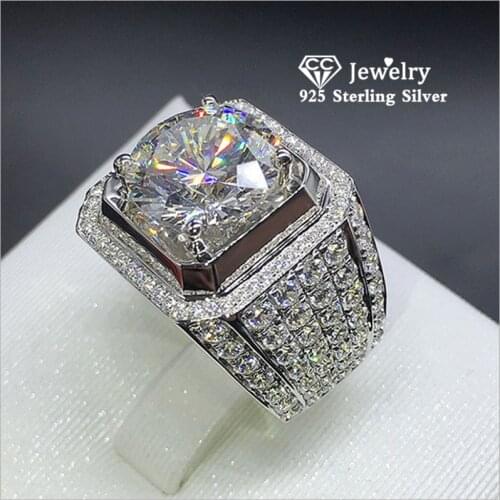 CC S925 Silver Men Ring Geometric Classic Design Wedding Rings Jewelry Engagement Party Fashionable Bijoux Drop Shipping CC804