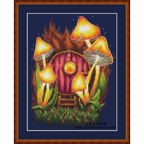 Dark blue mushroom DIY Cross Stitch Kit Packages Counted Cross-Stitching Kits New Pattern NOT PRINTED Cross stich Painting Set