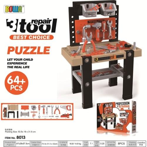 64PCS Boys Toys Educational Disassembly tool screw repair toolbox Simulation Pretend play Repair Tool Set Child Puzzle Toolbox