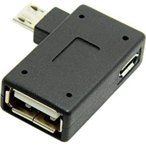 Right Angled 90 Degree Micro USB 2.0 OTG Host Adapter with USB Power for Galaxy S3 S4 S5 Note2 Note3 Cell Phone & Tablet