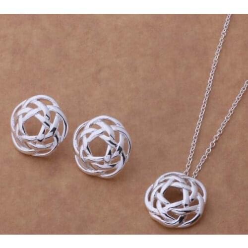 Silver plated Jewelry Sets Earring 334 + Necklace 697 /asiajjpa drgamina AS214