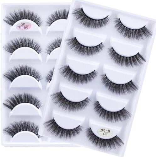 NEW 5 pairs 100% Real Fake Mink Eyelashes 3D Natural False Eyelashes 3d Mink Lashes Soft Eyelash Extension Makeup Kit Cilios H06