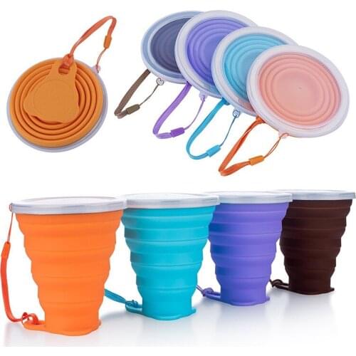 270ml Folding Cups, BPA Free, Food Grade Water Cup, Color Retractable Silicone, Portable, for Outdoor Coffee, Handmade
