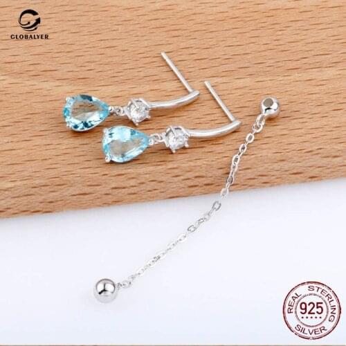 Korean version of the niche light luxury earrings Precious metals water drop zircon earrings Free shipping One pair 092