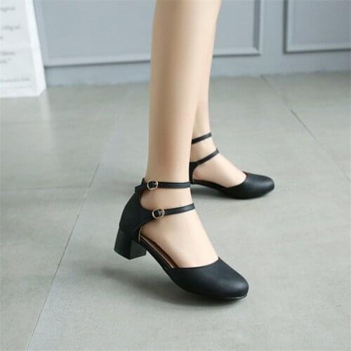 Fashion Female Student Party Shoes High-heeled Shoes Size 32-44 for bigger girl Kid Heeled Leather Shoes woman high heels