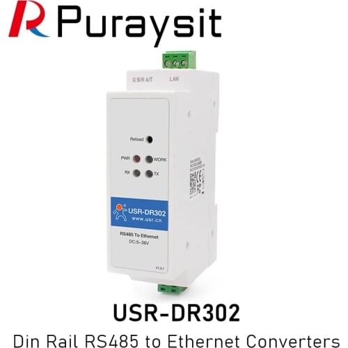 USR-DR302 Din Rail Serial RS485 to Ethernet TCP IP Server Module Ethernet Converter Modbus RTU to Modbus TCP unit