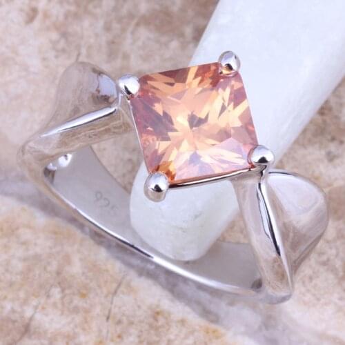 Gorgeous Champagne Morganite Silver Plated Grade Ring Size 6 / 7 / 8 / 9 R1518