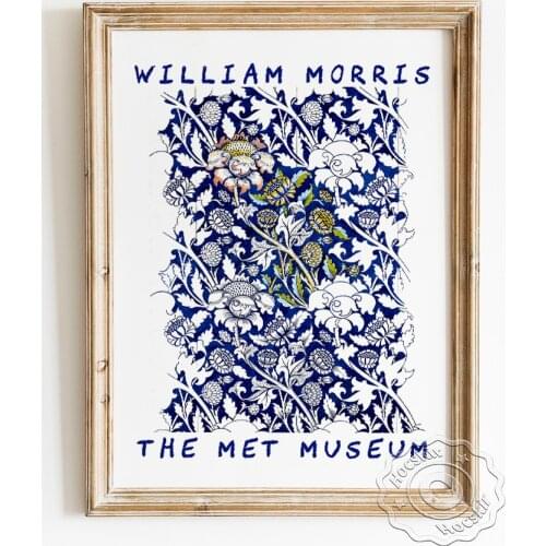 William Morris Exhibition Museum Vintage Poster, Textile Design Flora Wall Art Canvas Painting, Classical Wallpaper Home Decor