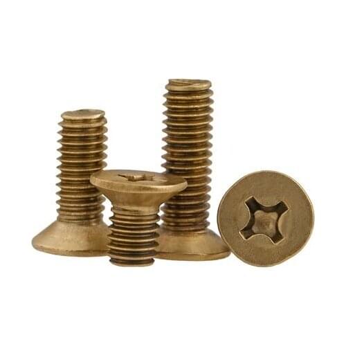 20PCS M2 M2.5 M3 Copper screws Copper cross Countersunk head screws Plain machine screws GB819 countersunk head screws