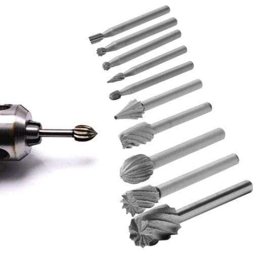 10PC/Set Rotary File Electric Grinding Polishing Head Engraving Cutter DIY Wood Tool