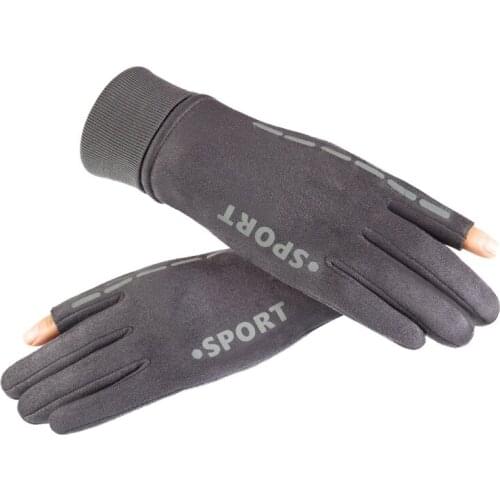 High Quality Suede Gloves Velvet Thicken Warm Touch Screen Gloves women Cycling Sport Driving Gloves Split Finger Gloves