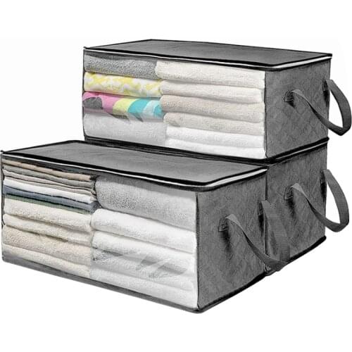 Clothes Storage Boxes Closet Clothing Quilt Organizer Case Clear Window Divider Blankets Toys Organizer