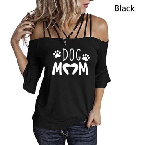 Women T Shirt Dog Mom PAW Print Tshirt Women Short Sleeve strapless T-shirt Ladies Causal Tee Shirt Clothes Tops