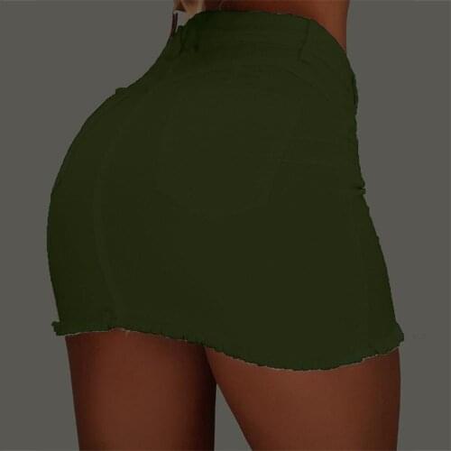 Women Button Denim Jeans Bodycon Mini Skirts 2021 New Spring Strench High Waist Sexy Club Skirt Summer