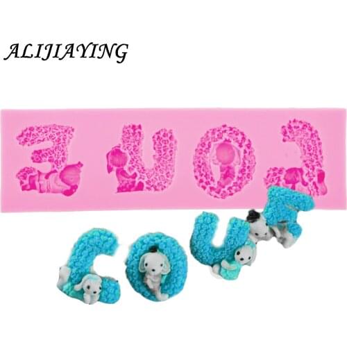 1Pcs Lover Series Design LOVE Letter Shape Forms For Fondant chocolate Mold Bakeware Silicone cake decoration tool D0572