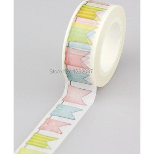 2PCS/lot 1.5cm*10m/roll colorful flags washi tape DIY decoration scrapbooking Planner masking tape adhesive kawaii stationery