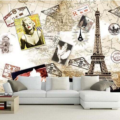 The custom 3D murals,retro European style sexy Monroe goddess papel de parede ,living room sofa TV wall bedroom wall paper