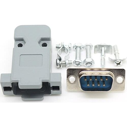 4Set RS232 serial port connector DB9 Male socket Plug connector 9 Pin copper RS232 COM adapter with Plastic Case DIY HY225