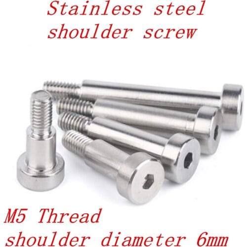 10pcs m5 thread 6mm shoulder diameter stainless steel hex socket shoulder screw length 5/6/8/10/12/16/20/25/30/35/40/45/50/60mm