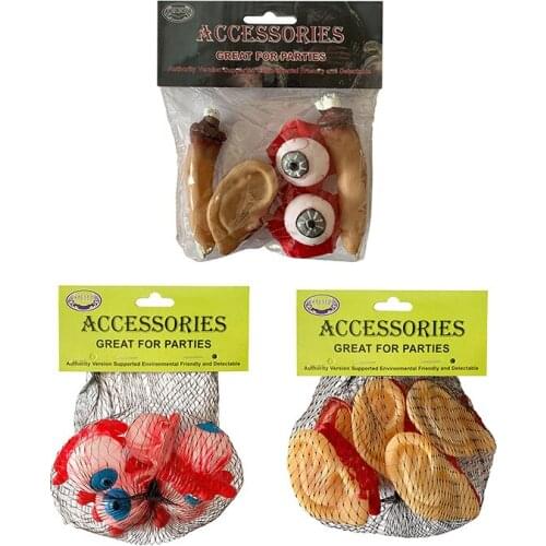 5pcs Horror Halloween Decorations Fake Bloody Organ Props Blood Eyeball Broken Finger Ear Halloween Party Haunted House Decor