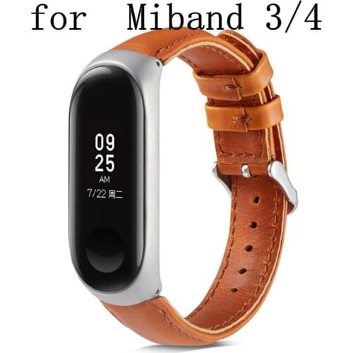 50pcs Leather Miband 3 4 Strap Smart Accessories for Xiaomi Mi Band 4 Strap Replacement Anti-Lost Sports Belt with Metal case