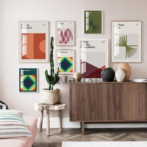 Abstract Geometry Exhibition Poster Arches Denali Death Valley Glacier Joshua Tree Yellowstone Acadia Scandinavian Wall Decor