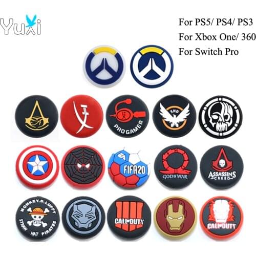 YuXi 2pcs Analog Thumb Grip Caps For Playstation 4 5 PS4 Pro Slim PS5 for Switch Pro Controller Joystick Cover for Xbox One 360