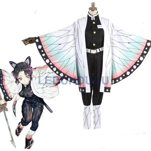 Anime Demon Slayer Cosplay Costumes Kochou Shinobu Cosplay Costume Halloween Women Kimetsu No Yaiba Uniform Cloak
