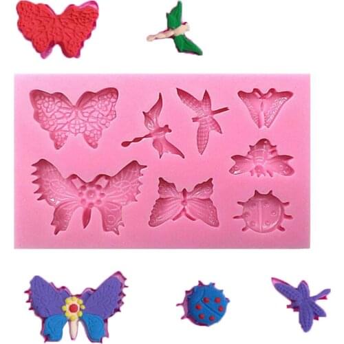 Butterfly Dragonfly Shaped Silicone Fondant Cake Decorating Mold Epoxy Resin Glue Molds Baking Tools Kitchen Accessories