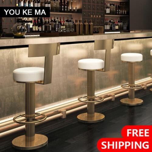 Nordic bar chair Creative dining chair Bar Chair back light Luxury Instagram Bar stool hotel front desk high chair