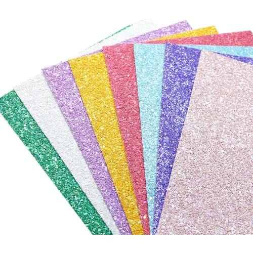 Shimmer Chunky Glitter Faux Leather Sheets Solid Color Sequins Synthetic Leather Fabric 20x33cm for DIY Earrings Hair Bows Craft