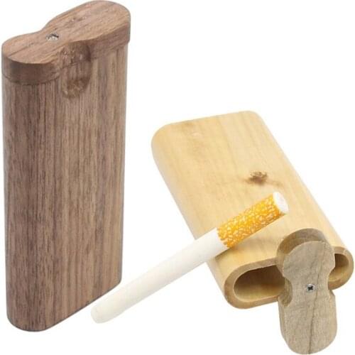New Type Wood Cigarette Box Cigarette Case with Metal Cigarette Pipe Dugout One Hitter
