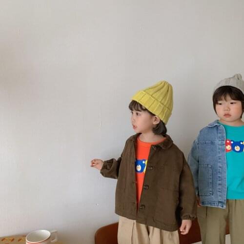 Korean childrens denim jacket boys and girls Spring and Autumn 2021 new Korean baby jacket jacket