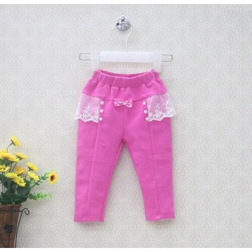 Bowknot baby girls clothes kid cotton pants infant clothing lace princess leggings children underwear long spring trousers 2021