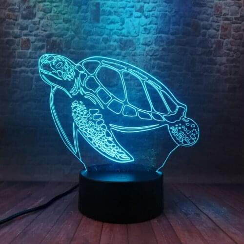 Sea Turtle Animal Juguetes 3D Illusion Led 7 Colorful Changing Nightlight Flash Turtle Model action & toy figures