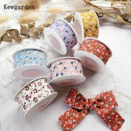 Kewgarden 1" 1.5" 3/8" 10 25 38mm Floral Chiffon Ribbon Handmade Craft DIY Bow Hair Accessories Flower Gift Packing 10 Yards
