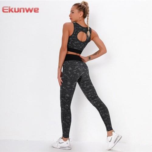 Yoga Suits Seamless Fitness Leggings Sets Push Up Camo Sports Sets Backless Yoga Bras Sets For Women Workout Gym Clothes
