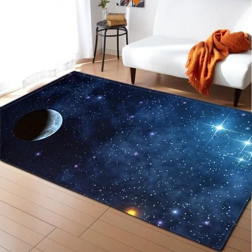 Universe Galaxy Carpet for Living Room Decor Soft Memory Foam Kids Bedroom Play Mat Rug 3D Space Planet Parlor Floor Area Rug