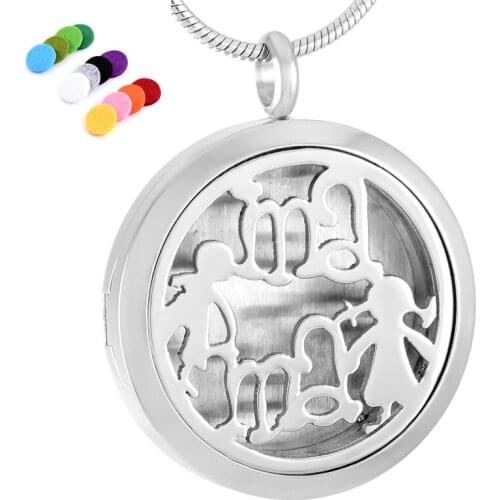 Magnetic Stainless Steel Girl&Boy and MAMA Aromatherapy Locket Memory Photo Locket Pendant Essential Oil Diffuser Necklace